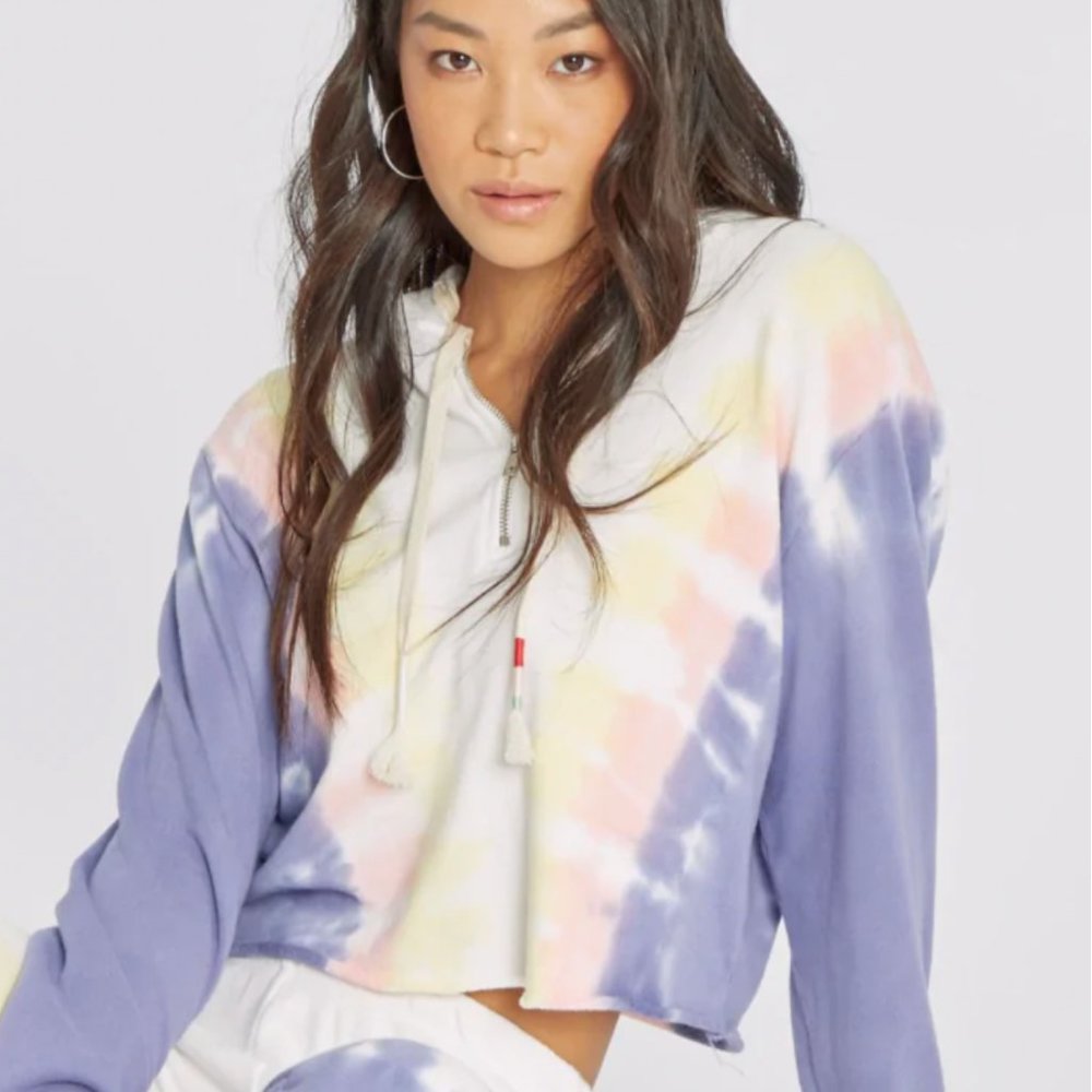 Wildfox Tie Dye Edelweiss Crop Hoodie With Zipper